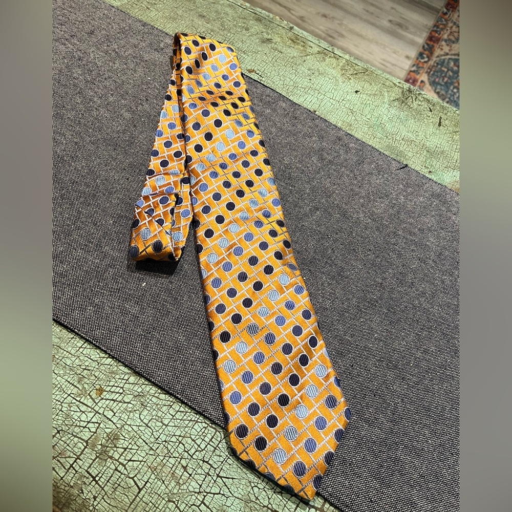 Tino Cosma Silk Necktie Orange and Blue Made in Italy size OS